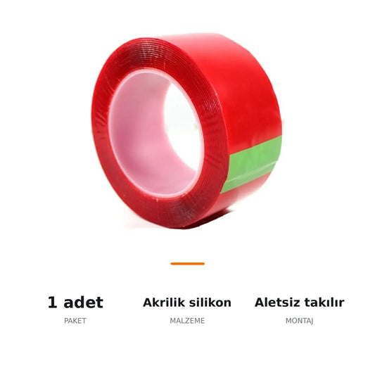 Çift Taraflı Şeffaf Akrilik Silikon Bant 40mm x 10 Metre - ozellik ozeti