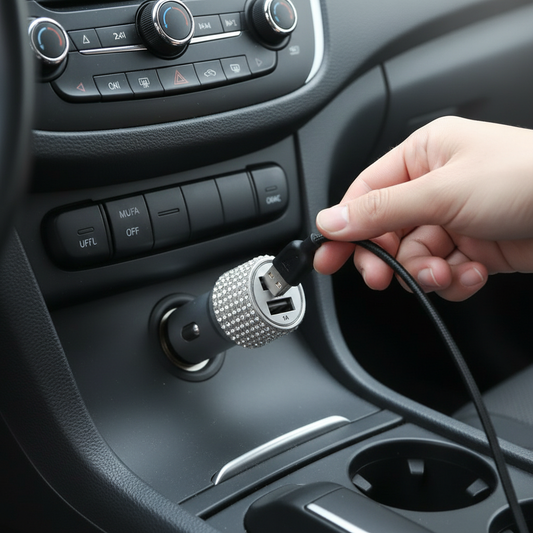 Kristal Metal Araç Şarj Aleti Çift USB-A 2.4A Hızlı Şarj 12-24V - arac ici kullanim