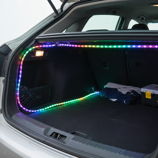 5 Metre Silikonlu RGB LED Şerit – İç ve Dış Mekan Ambiyans Aydınlatma - arac ici kullanim