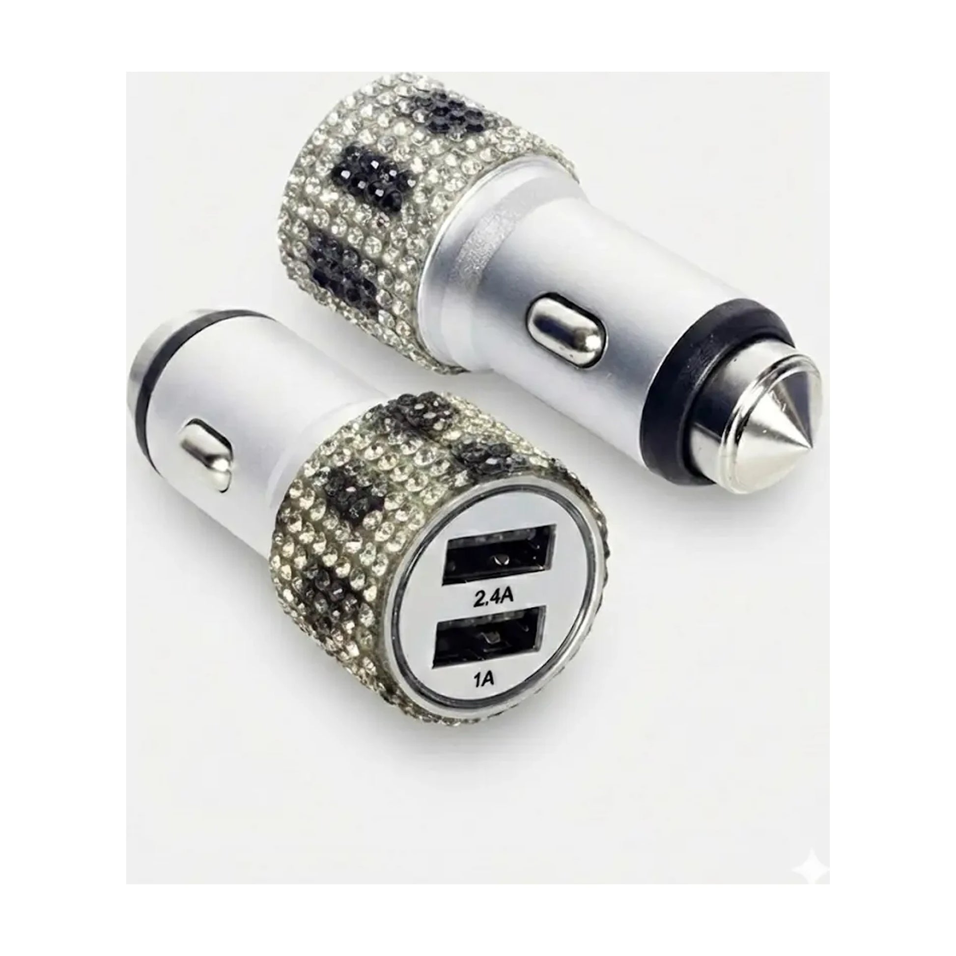 Kristal Metal Araç Şarj Aleti Çift USB-A 2.4A Hızlı Şarj 12-24V - detay gorunum