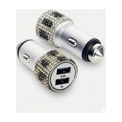 Kristal Metal Araç Şarj Aleti Çift USB-A 2.4A Hızlı Şarj 12-24V - detay gorunum