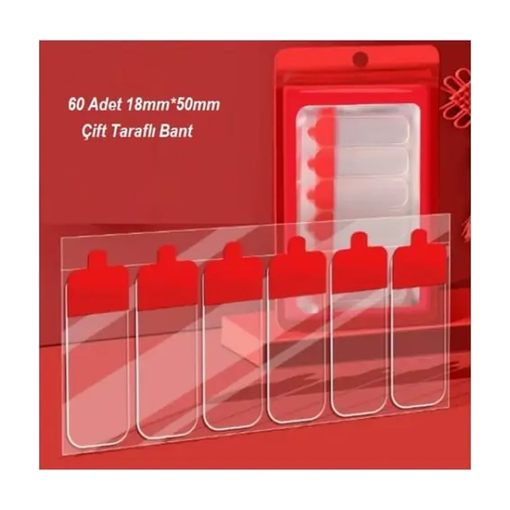Çift Taraflı Bant Hazır Kesim Yaprak 18x50mm – 60 Adet Paket - detay gorunum 3