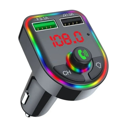 Bluetooth FM Transmitter RGB Işıklı Araç Kiti QC 3.1A Hızlı Şarj Type-C 12-24V - detay gorunum 3