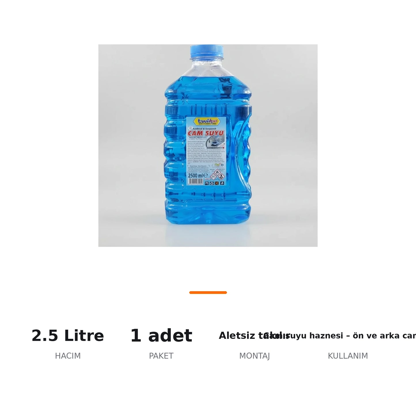 Antifrizli Oto Araç Cam Suyu -30°C 2.5 Litre Şampuan Katkılı - ozellik ozeti