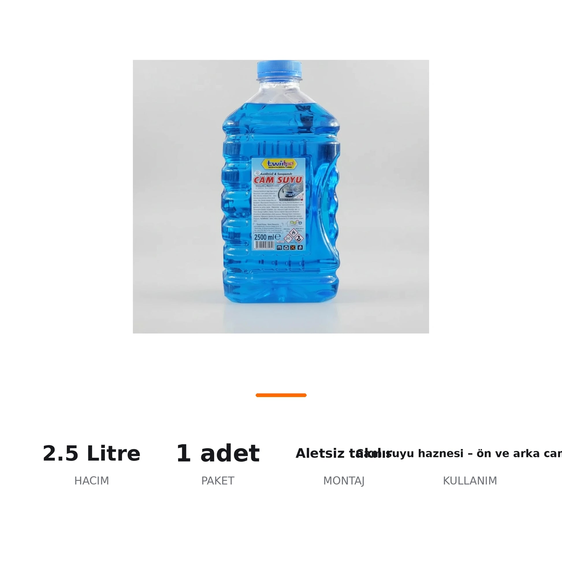 Antifrizli Oto Araç Cam Suyu -30°C 2.5 Litre Şampuan Katkılı - ozellik ozeti