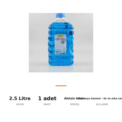 Antifrizli Oto Araç Cam Suyu -30°C 2.5 Litre Şampuan Katkılı - ozellik ozeti