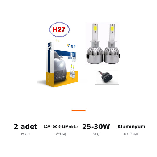 F8 Led Xenon H27 Şimşek Etkili Far Ampulü 12V – 2'li Set - ozellik ozeti