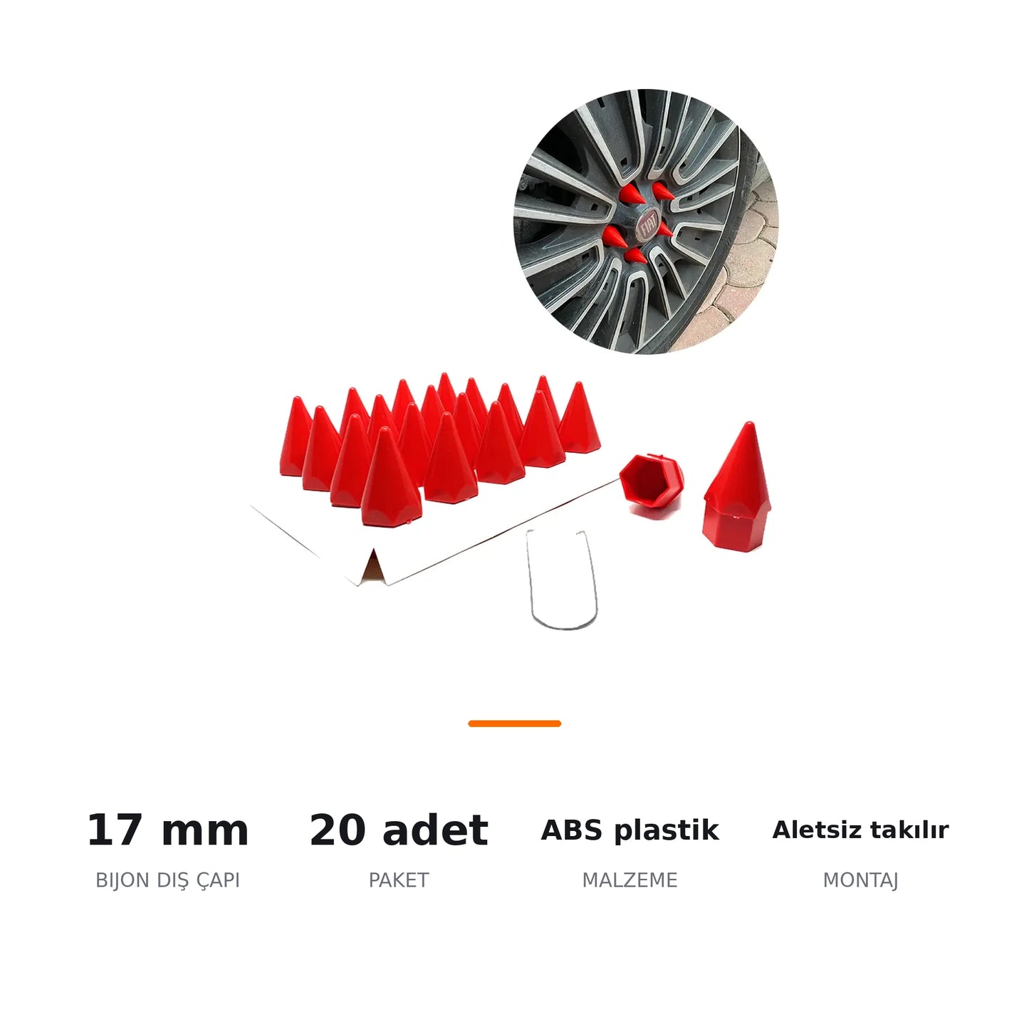 Sivri Mermi Bijon Kapağı Sökme Aparatlı 17mm – 20 Adet - ozellik ozeti