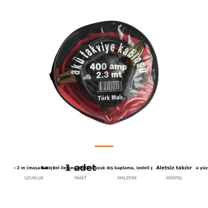 Akü Takviye Kablosu 400 Amper Çantalı – Binek Araçlar İçin - ozellik ozeti