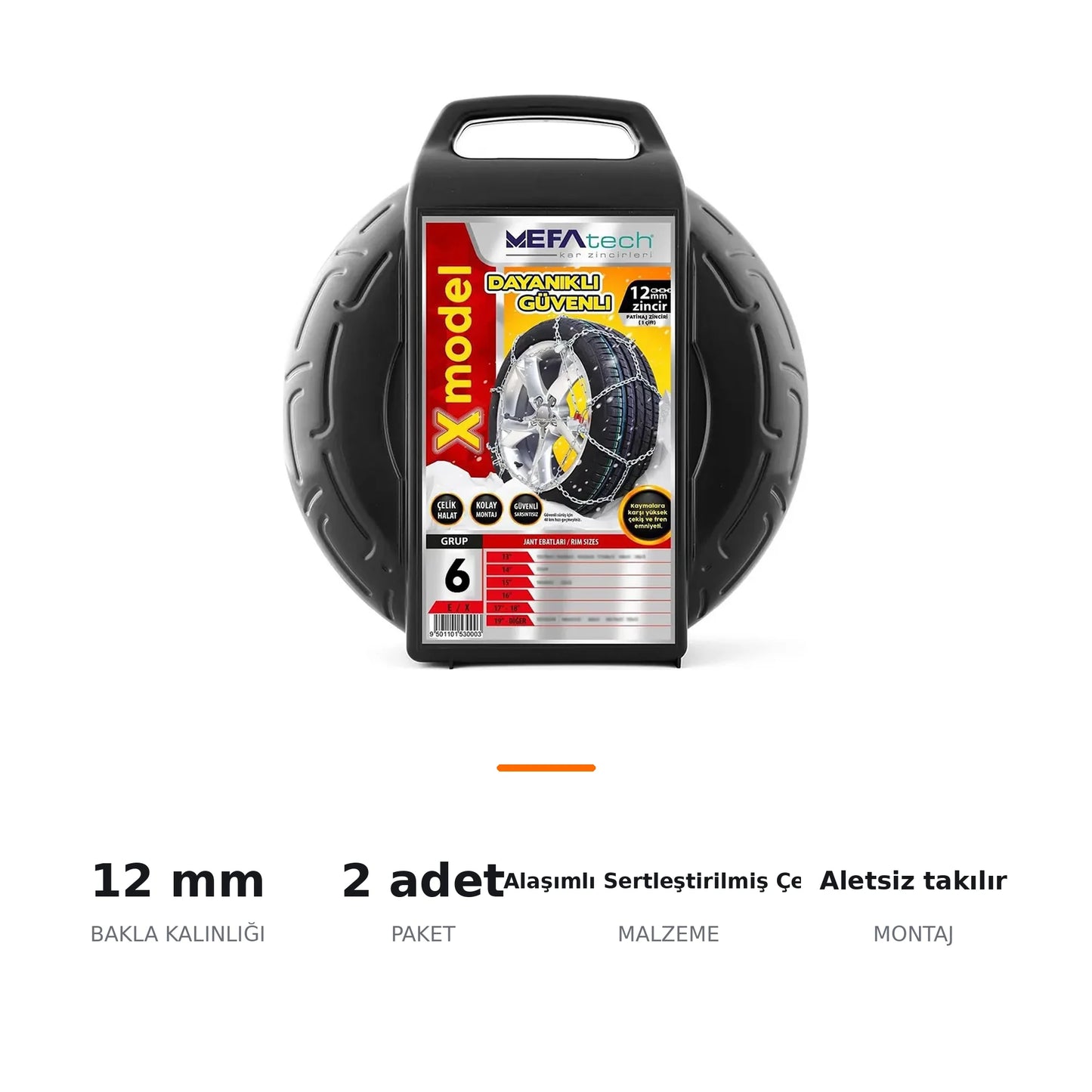 MefaTech X Model Takmatik Kar Zinciri 12mm No:6 – 2'li Takım - ozellik ozeti