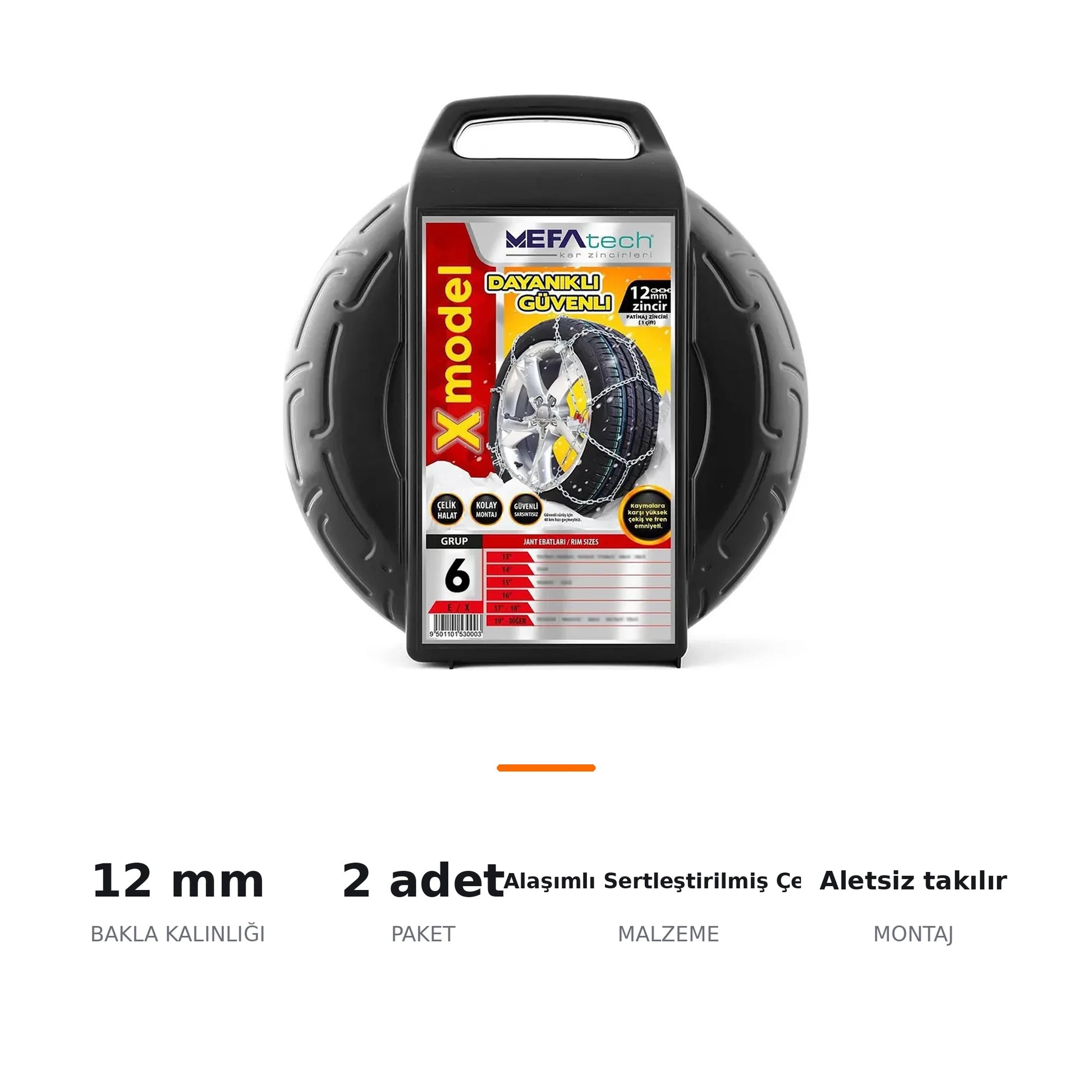 MefaTech X Model Takmatik Kar Zinciri 12mm No:6 – 2'li Takım - ozellik ozeti
