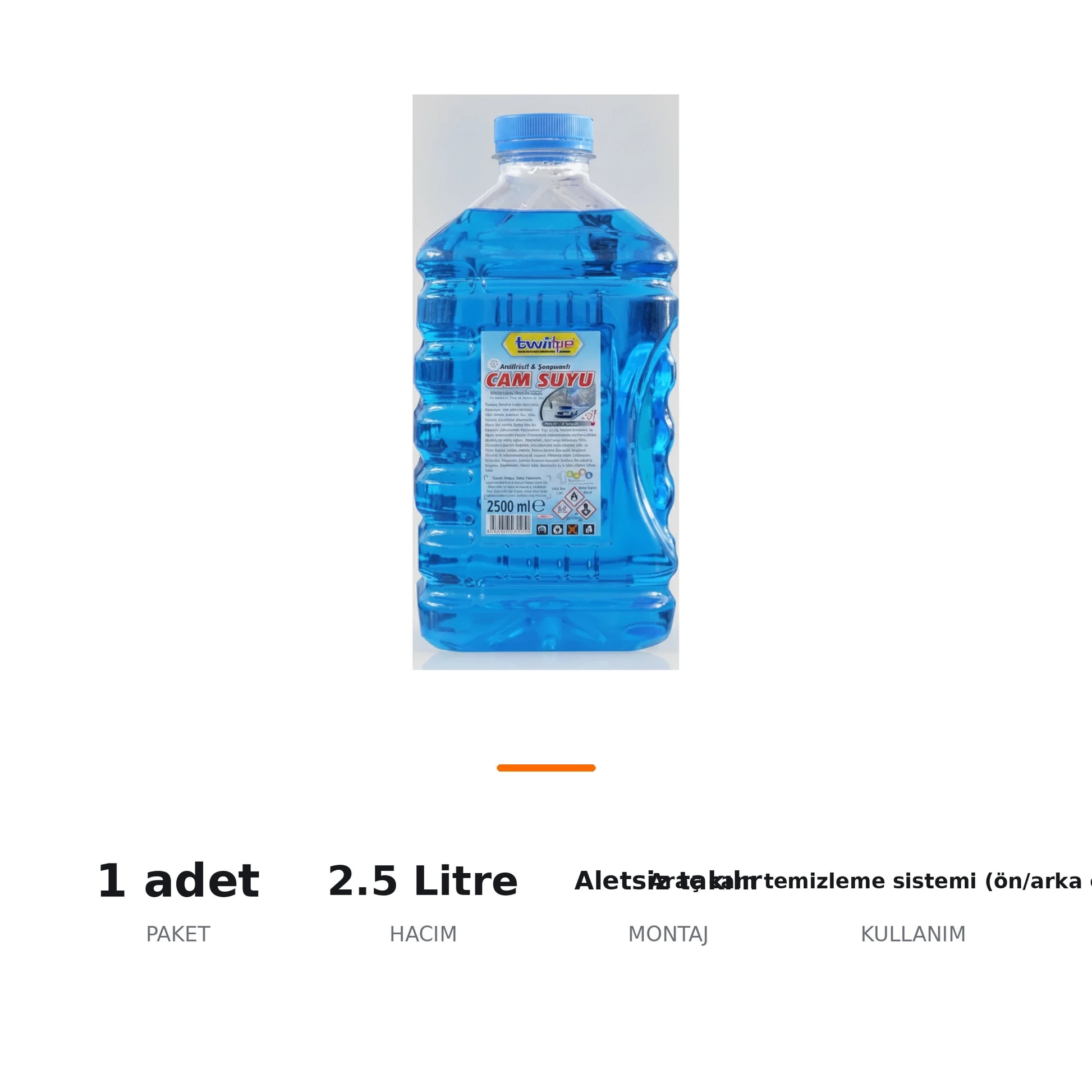 Antifrizli Oto Cam Suyu -20°C 2.5 Litre | Şampuan Katkılı - ozellik ozeti