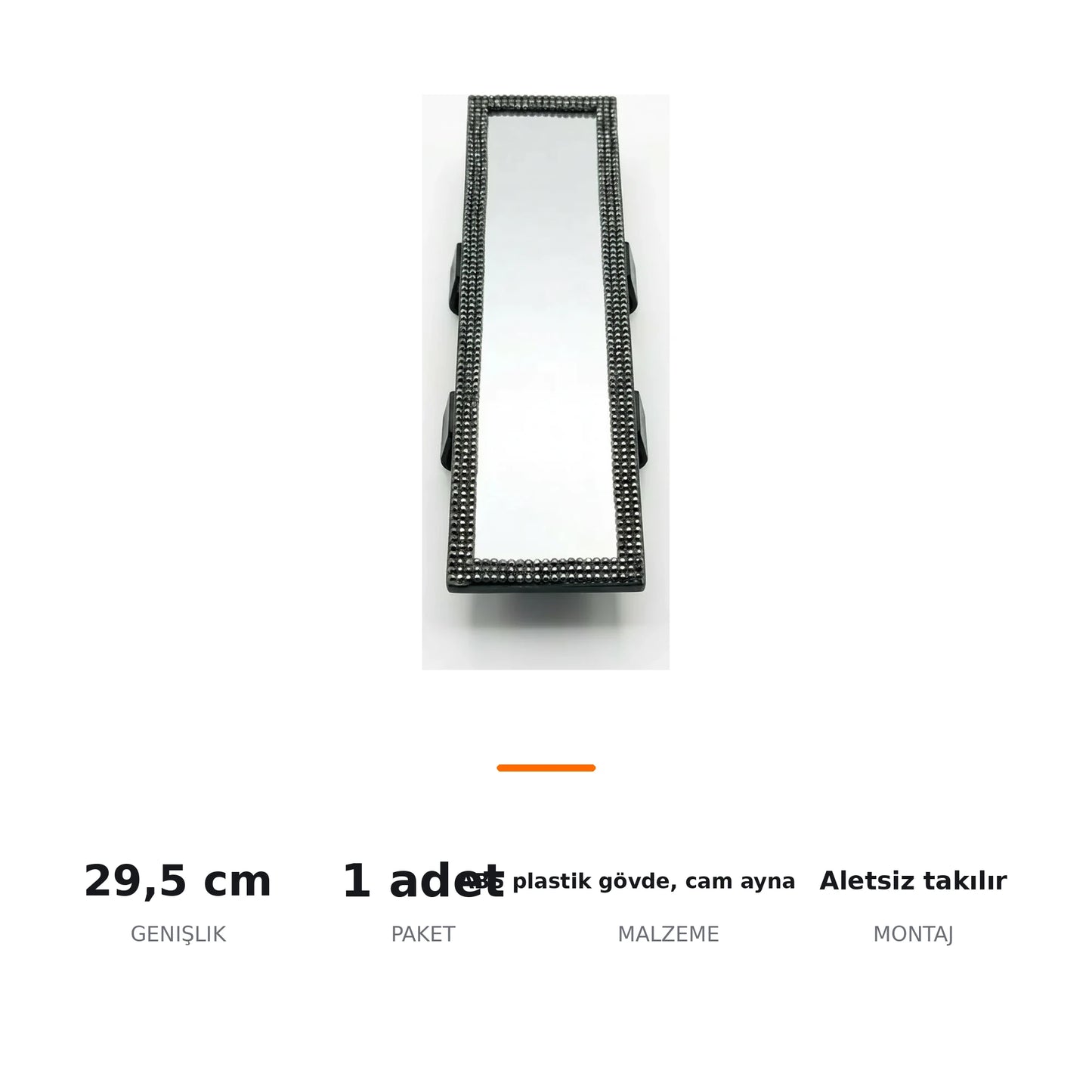 Kristal Taşlı İç Dikiz Aynası Tırnaklı 29,5x7 cm - ozellik ozeti