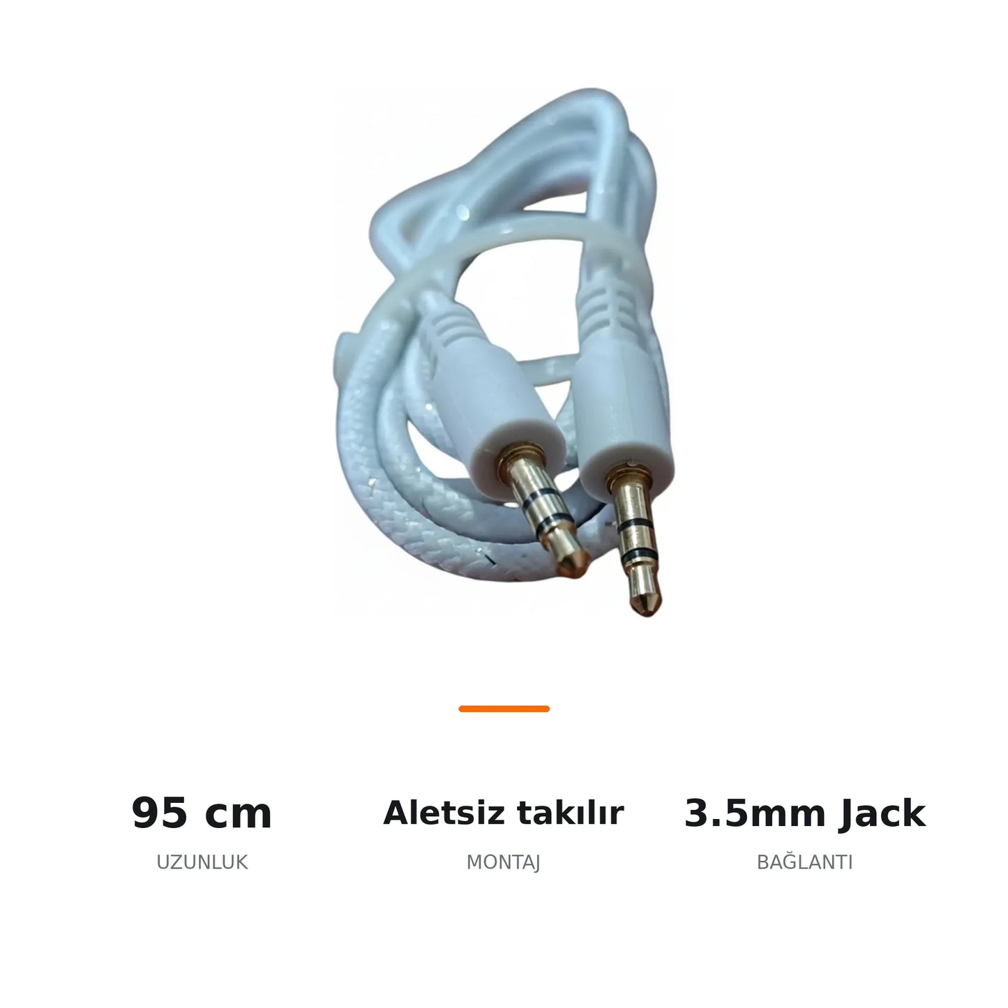 Örgülü Aux Kablo 3.5mm Jack 95 cm - ozellik ozeti