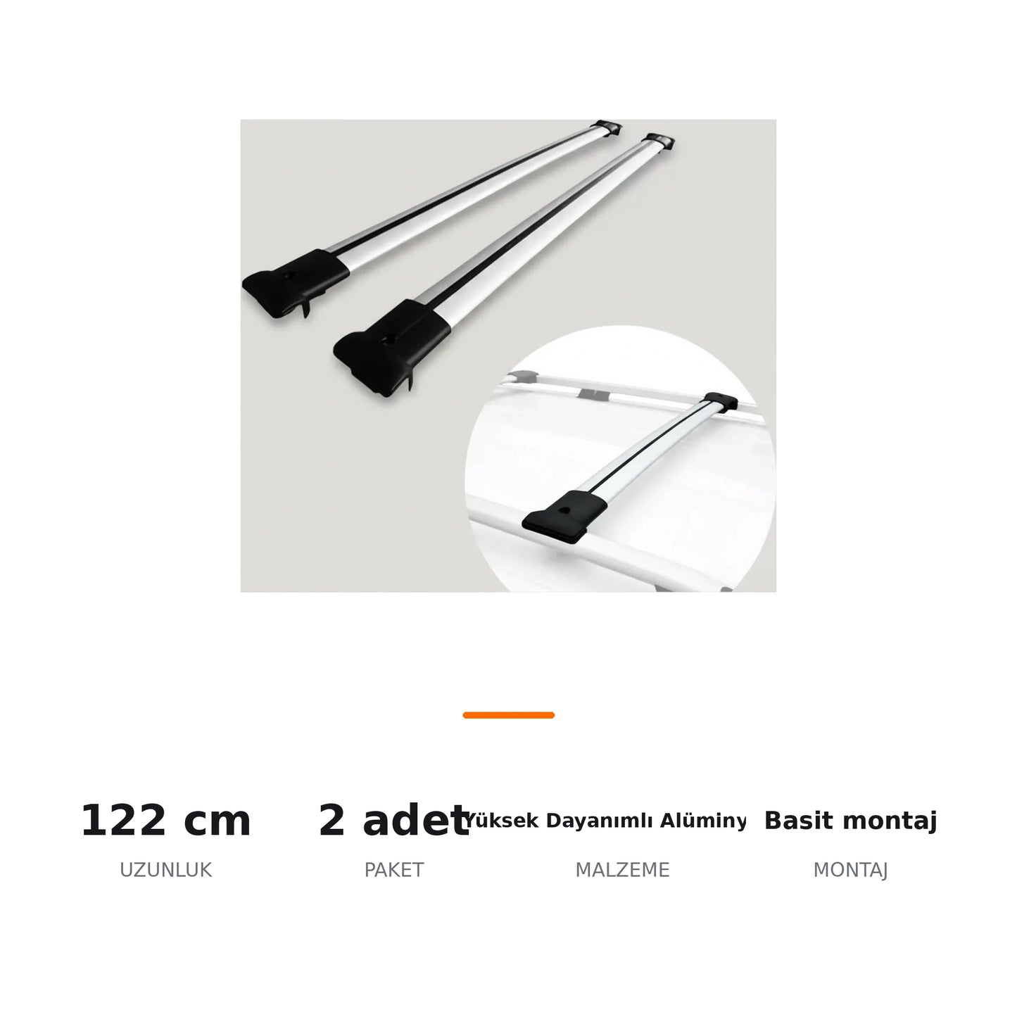 Minibüs ve Ticari Araç Tavan Barı Ara Atkı 122 cm Alüminyum - ozellik ozeti