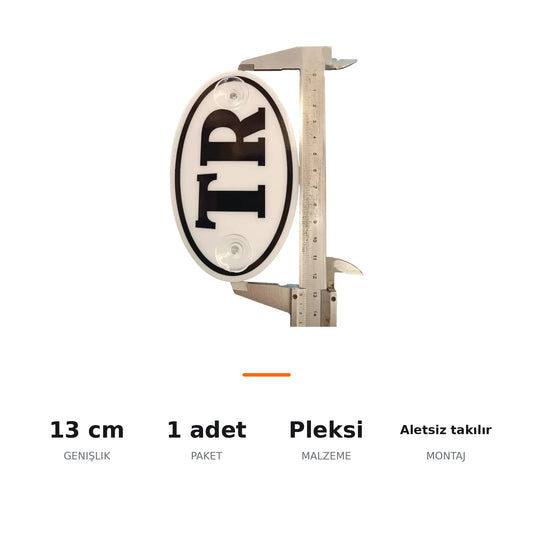 TR Plaka Oval Vantuzlu Pleksi Cam Süsü 13x8 cm - ozellik ozeti