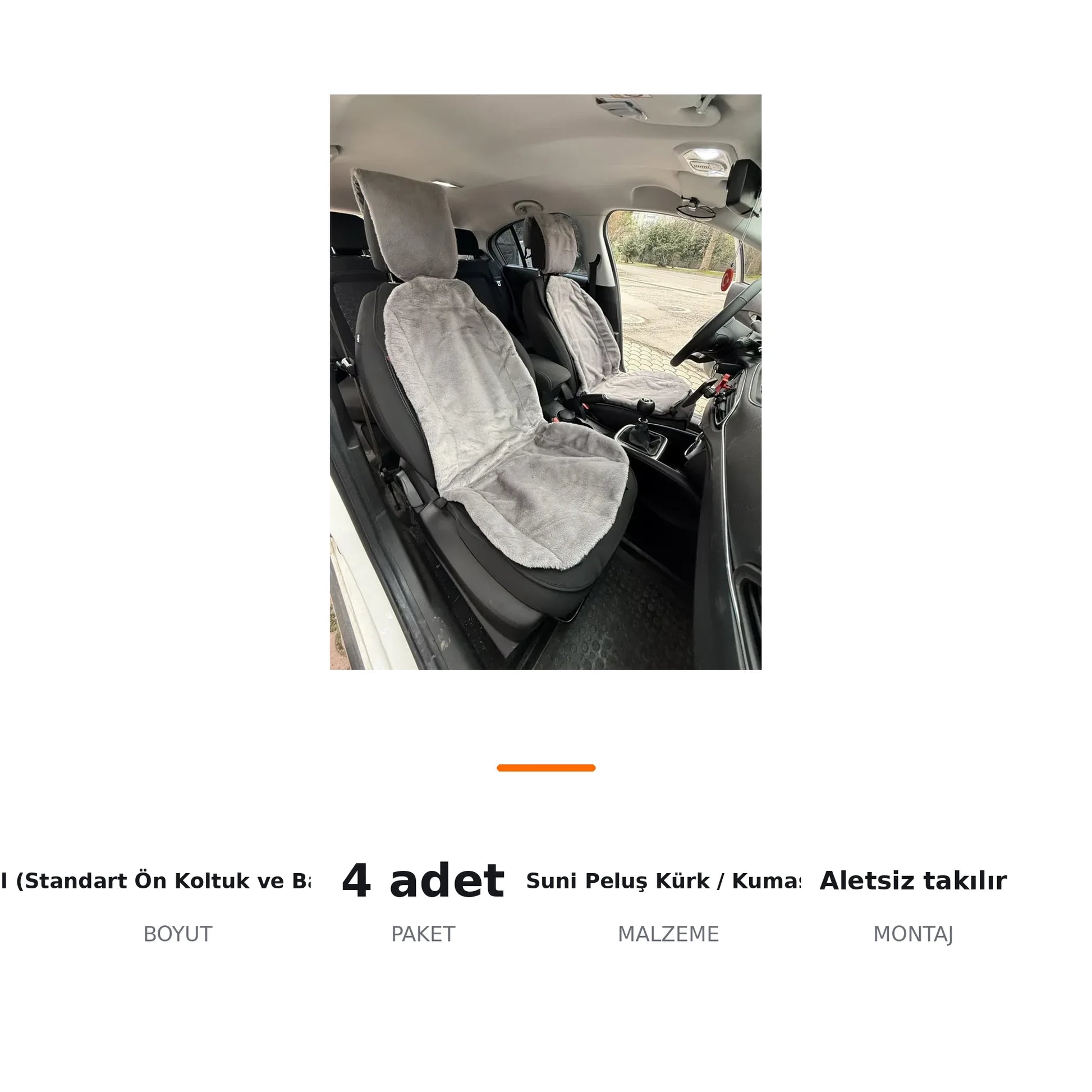 Çift Yönlü Peluş Kürk Oto Ön Koltuk Koruyucu Minder Kılıf 2'li Set - ozellik ozeti