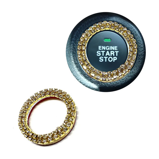 Kristal Taşlı Start Stop Düğmesi Halkası – Dekoratif Süs Halkası - urun gorseli