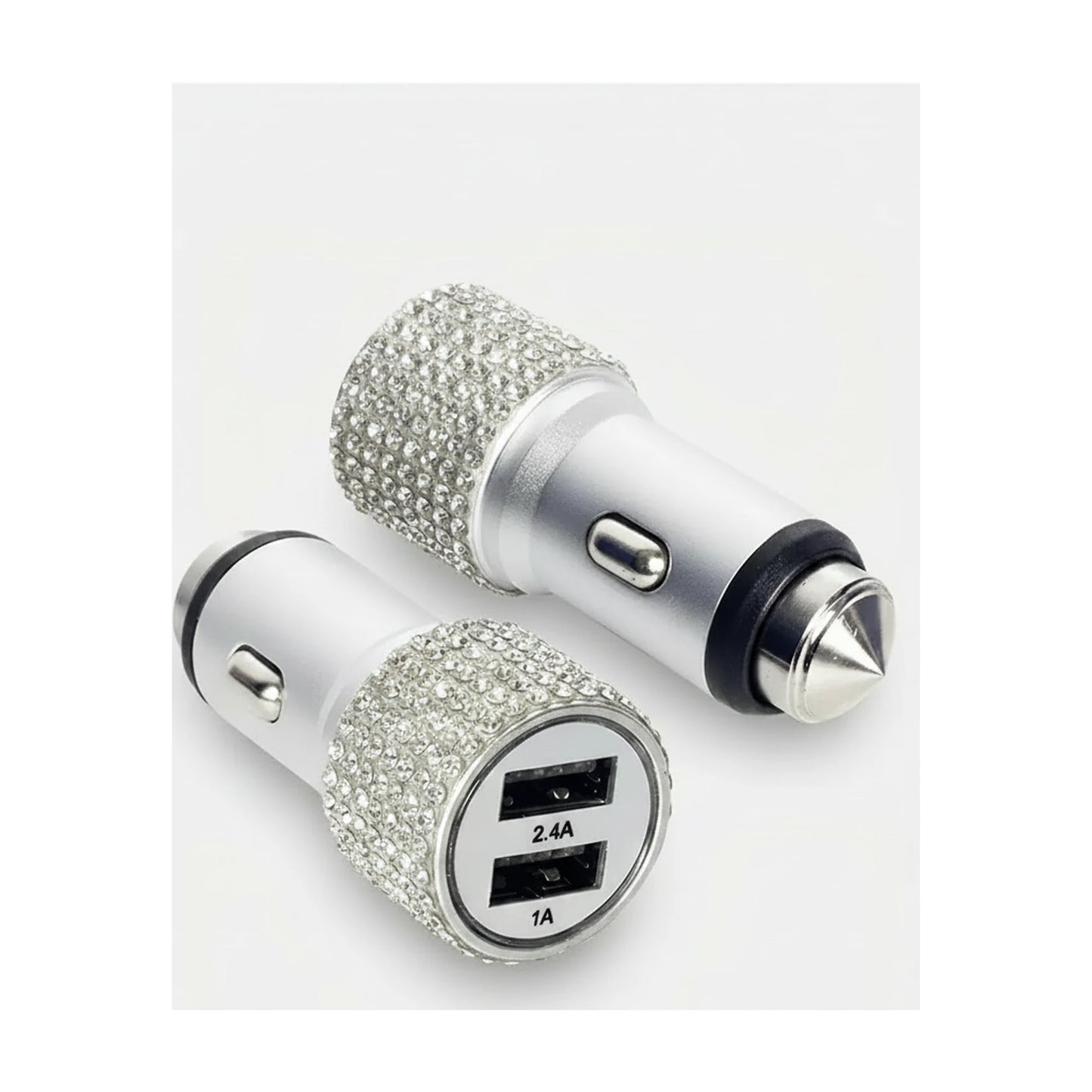 Kristal Metal Araç Şarj Aleti Çift USB-A 2.4A Hızlı Şarj 12-24V - urun gorseli