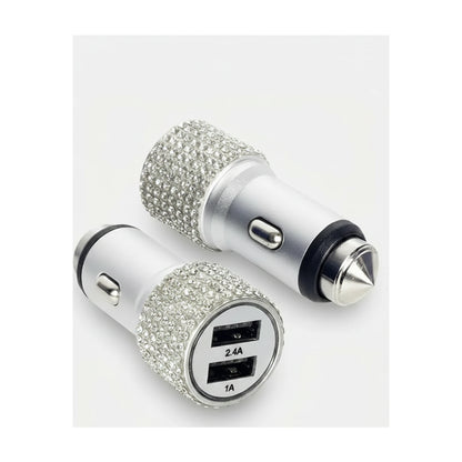 Kristal Metal Araç Şarj Aleti Çift USB-A 2.4A Hızlı Şarj 12-24V - urun gorseli