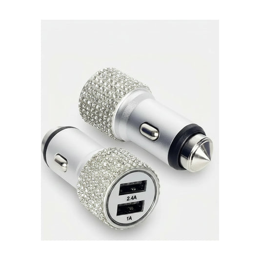 Kristal Metal Araç Şarj Aleti Çift USB-A 2.4A Hızlı Şarj 12-24V - urun gorseli