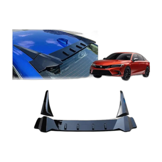 Honda Civic FE1 2022+ Uyumlu Cam Üstü Spoyler Piano Black 3 Parça - urun gorseli