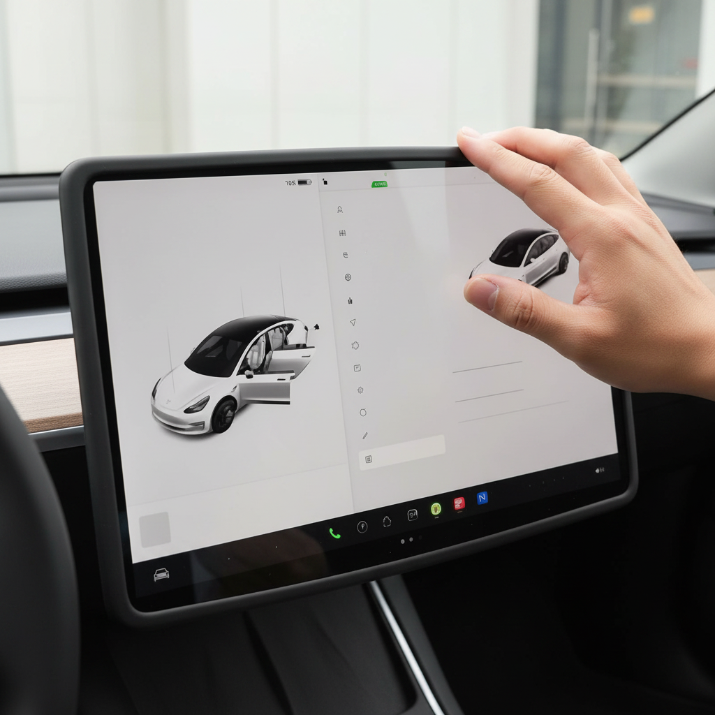 Tesla Model Y / Model 3 Multimedya Ekran Kenar Koruyucu Silikon Çerçeve Trim - arac ici kullanim